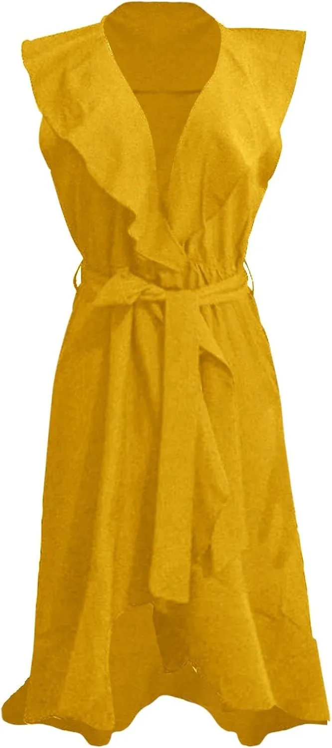 Wedding Guest Dresses for Women 2025 Gowns Evening Party Cocktail Dress Long Split Elegant V Neck Wrap Ruffle Guest Dresses
