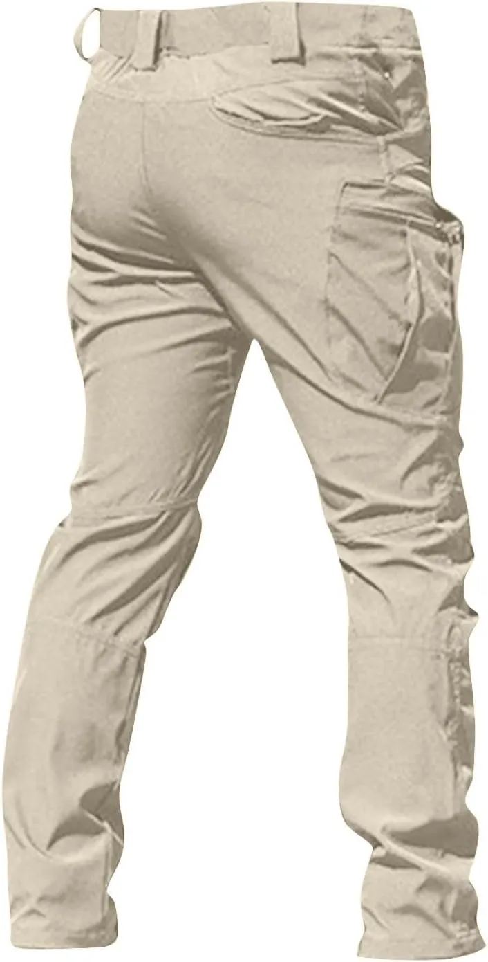 WENKOMG1 Mens Cargo Pants,Solid/Camouflage Military Pants Stretchy Multi Function Multi Pockets Tactical Pants