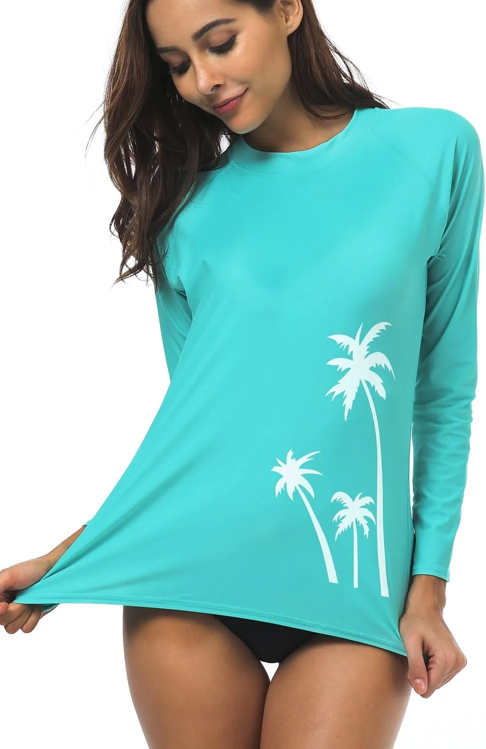 Wetopkim Womens Long Sleeve Rash Guard Swim Shirt Surfing Rashguard Tops Swimwear