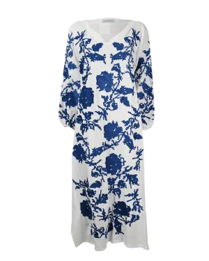 White Floral Embroidered Kaftan