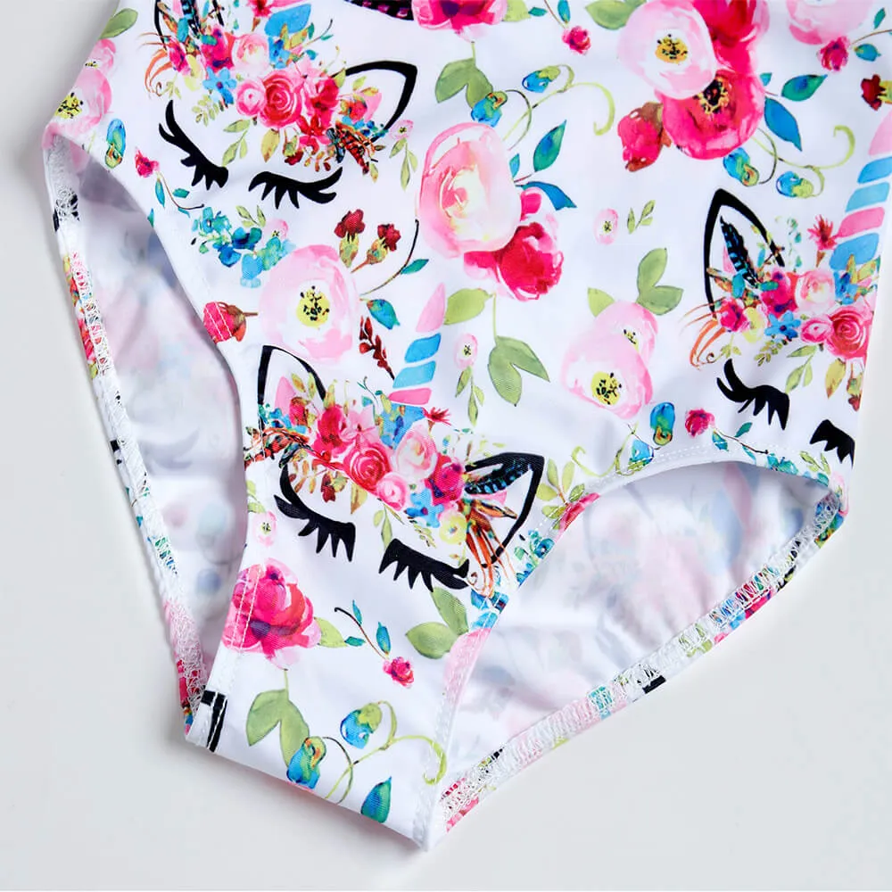 White Flowers One Piece Swimsuits