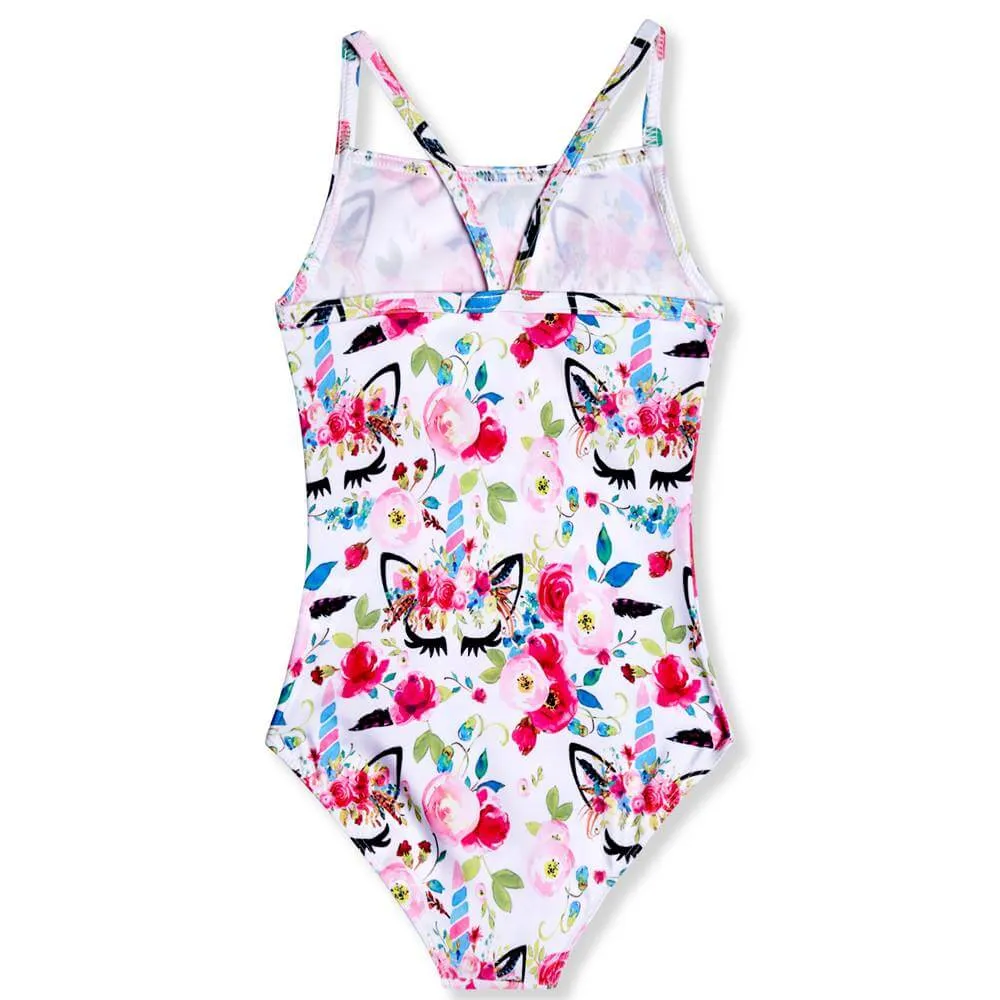 White Flowers One Piece Swimsuits