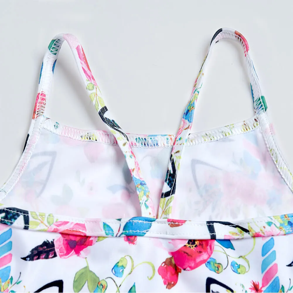 White Flowers One Piece Swimsuits