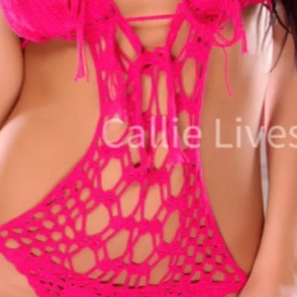Wholesale 2 Pack: Stasia Hot: Fuchsia Pink Tassel Crochet Monokini