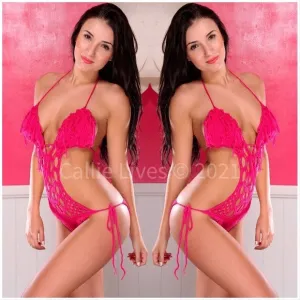 Wholesale 2 Pack: Stasia Hot: Fuchsia Pink Tassel Crochet Monokini