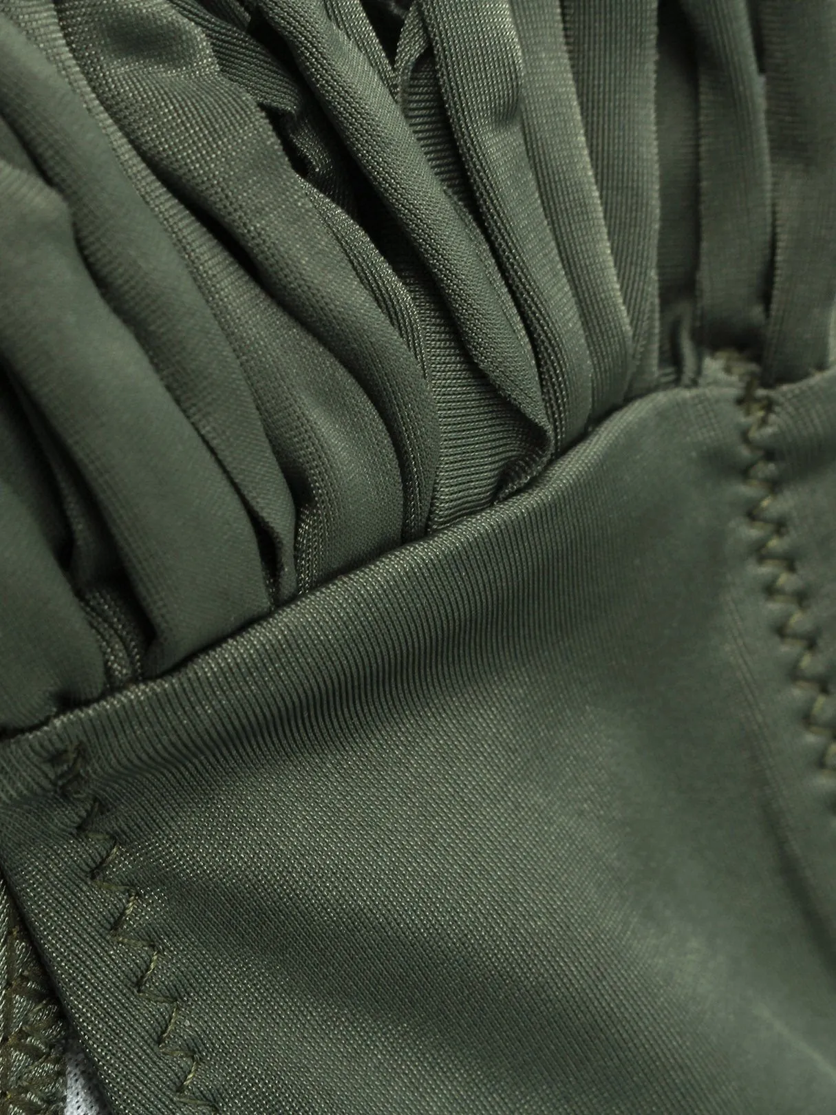 Wholesale Army Green Halter Sleeveless Grid Lace-Up Tie-Up Bikinis