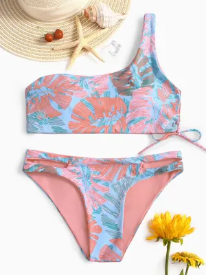 Wholesale Asymmetrical Floral Print Two Piece Bikinis