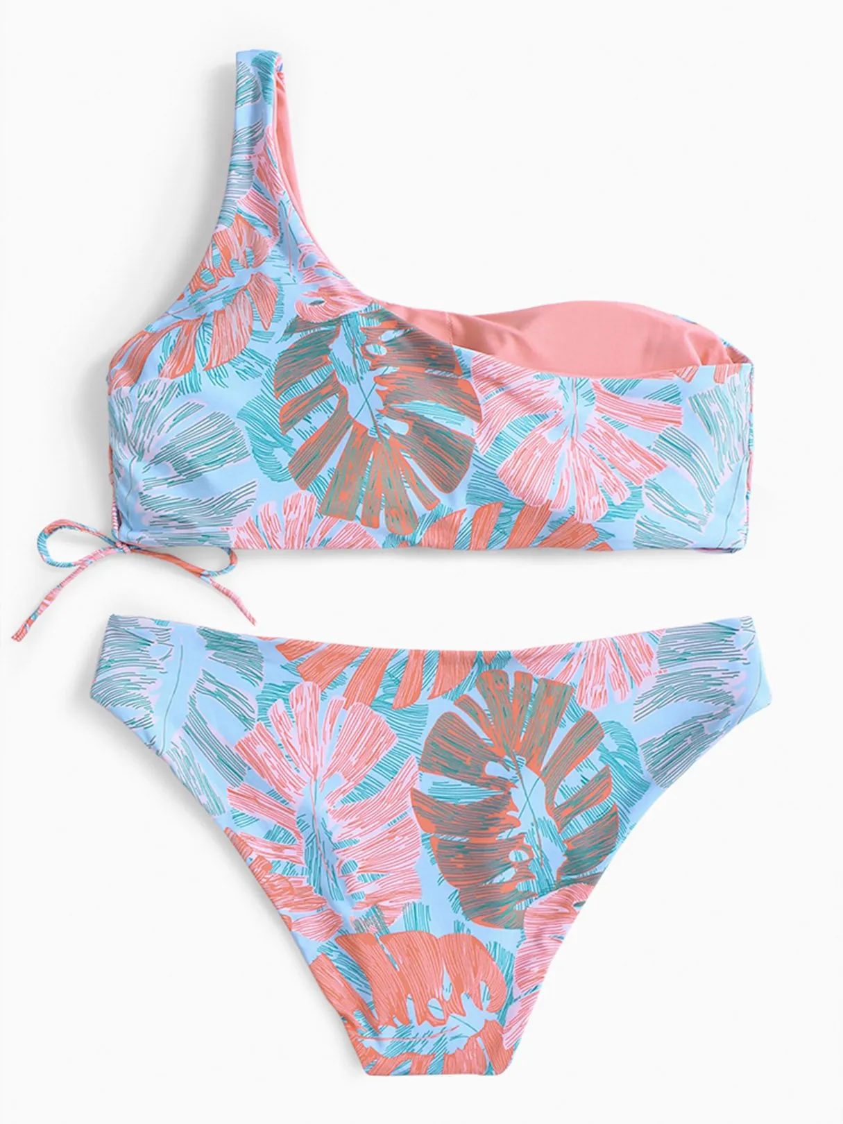 Wholesale Asymmetrical Floral Print Two Piece Bikinis