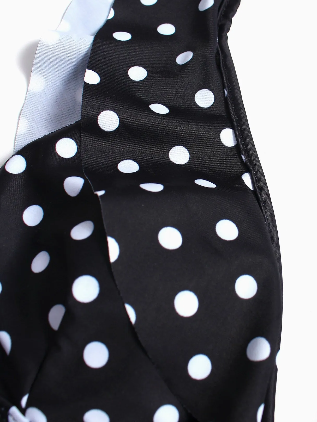 Wholesale Black Deep V-Neck Sleeveless Polka Dot Two Piece Bikinis