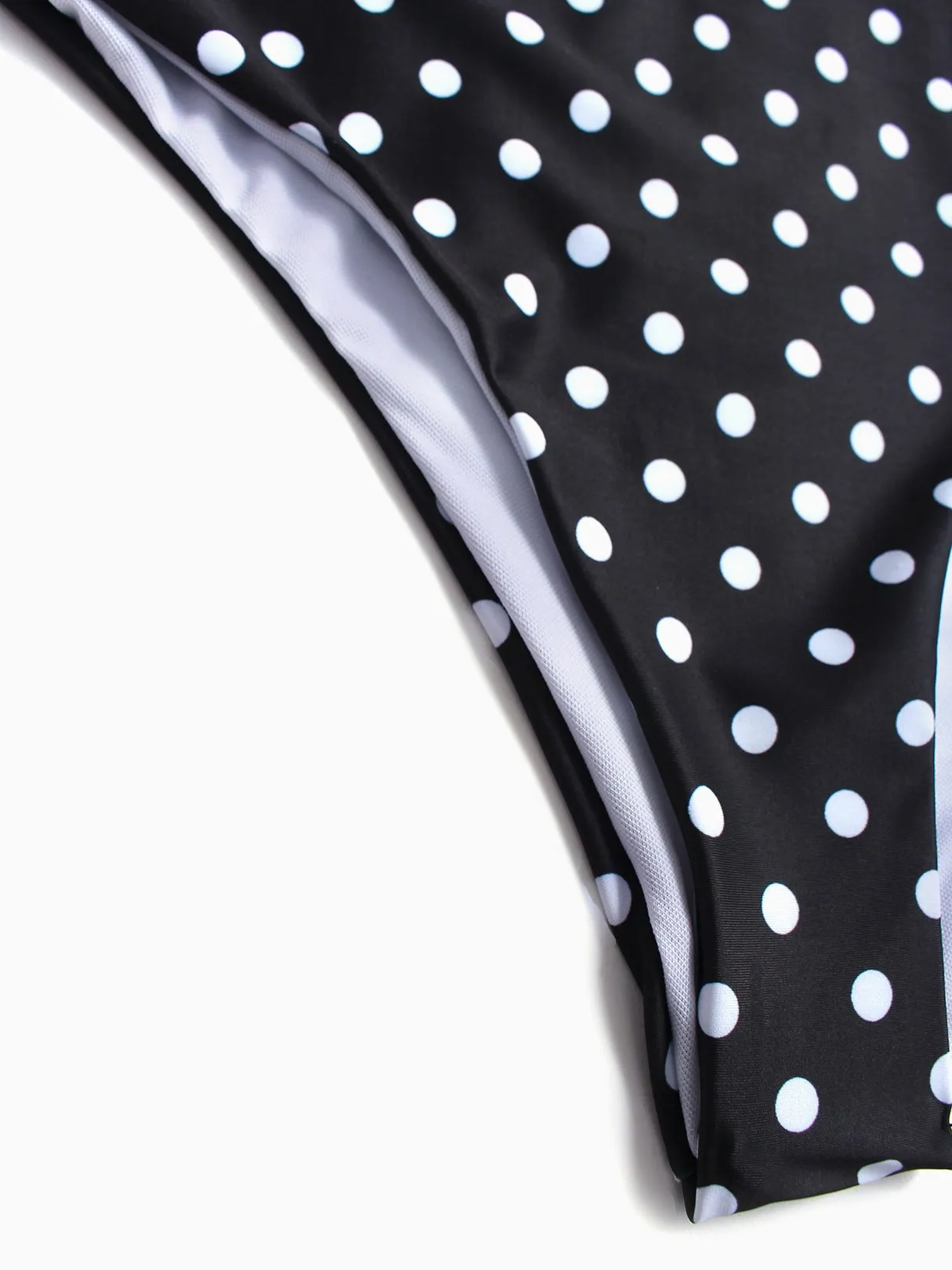Wholesale Black Deep V-Neck Sleeveless Polka Dot Two Piece Bikinis