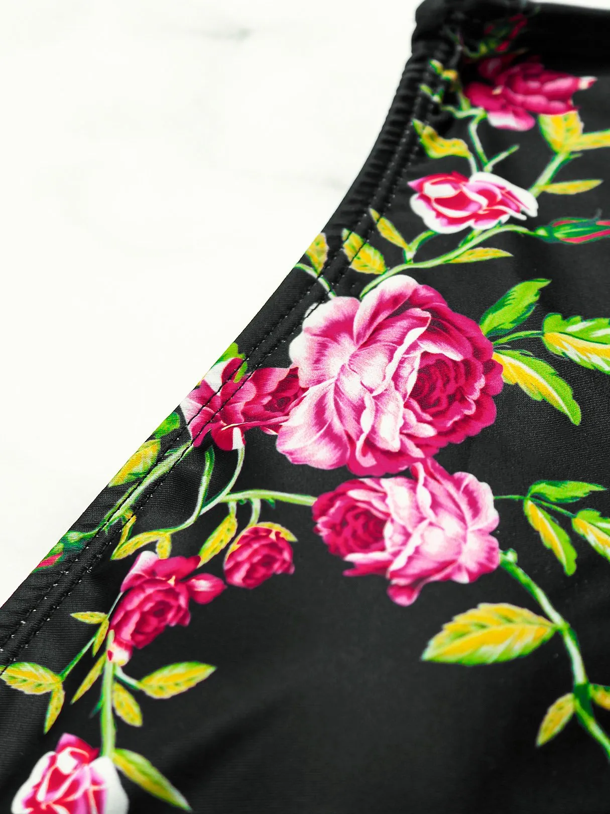 Wholesale Black Halter Sleeveless Floral Print Bikinis