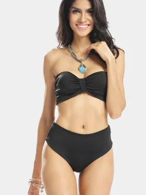 Wholesale Black Sleeveless Bandeau Two Piece Bikinis