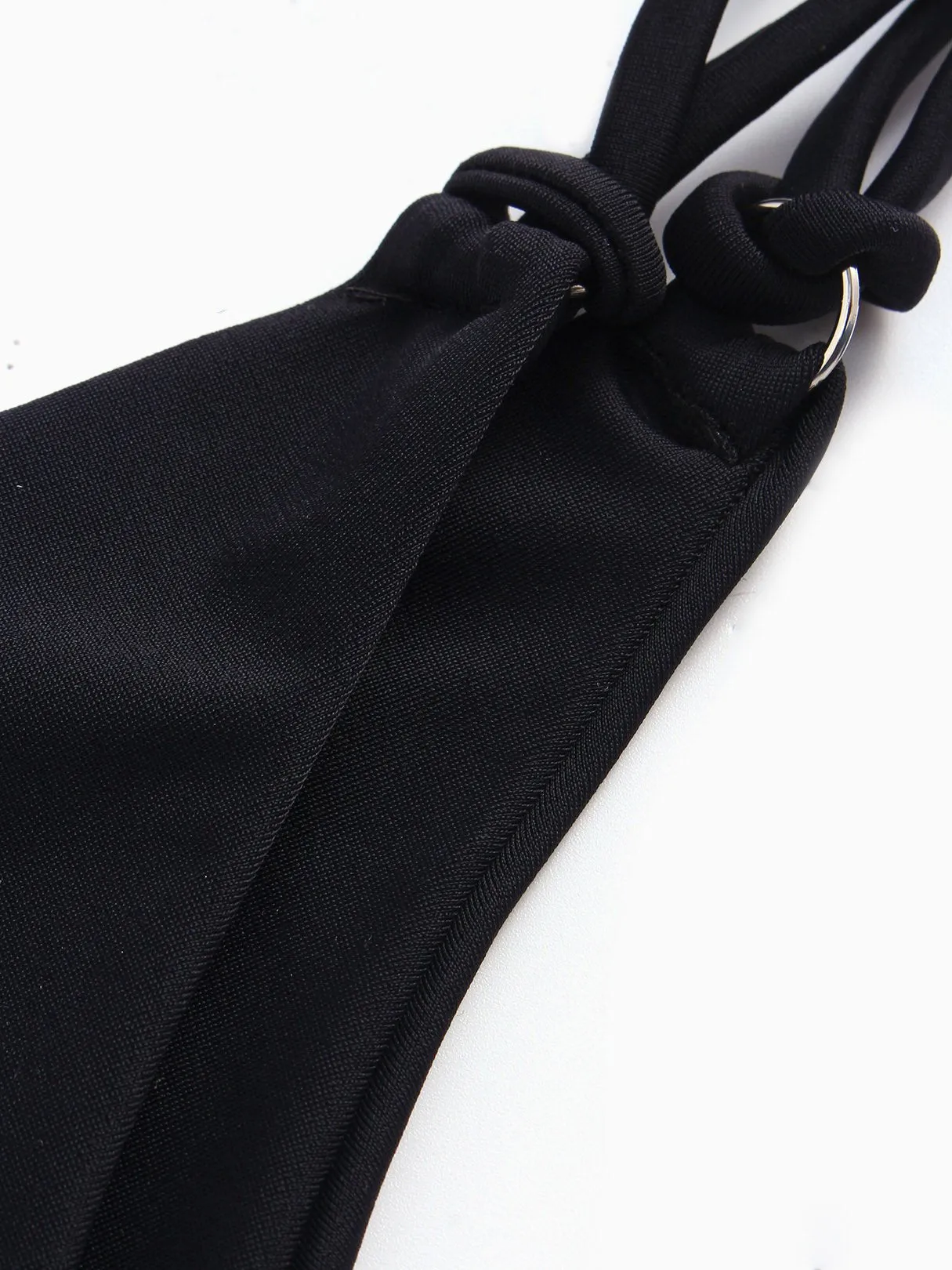 Wholesale Black Tube Top Sleeveless Plain Spaghetti Strap Tie-Up Bikinis