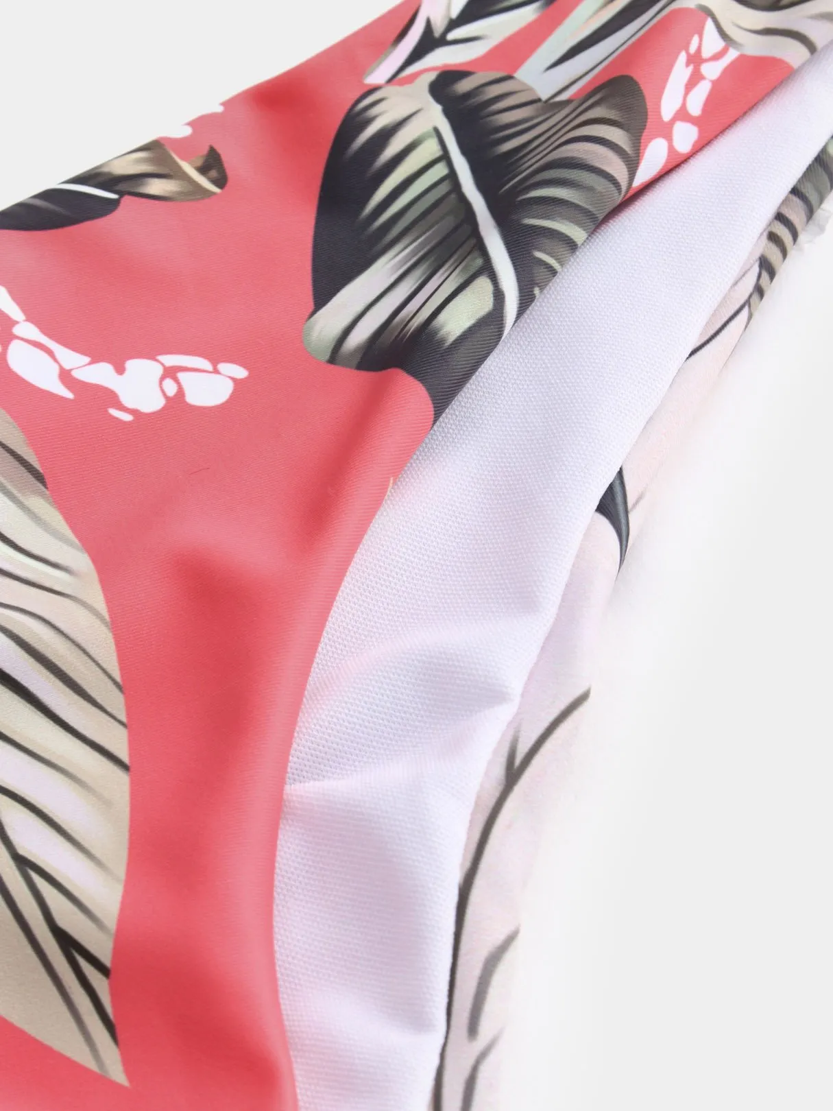 Wholesale Black V-Neck Asymmetrical Sleeveless Floral Print Tie-Up Ruffle Trim Bikini Set Swimwear