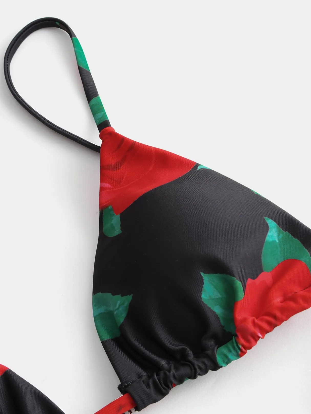 Wholesale Black V-Neck Sleeveless Floral Print Backless High-Waisted Bikinis