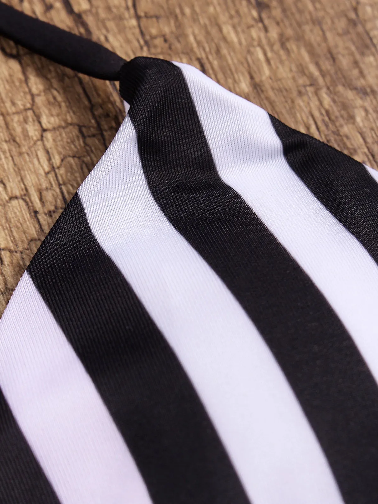 Wholesale Black V-Neck Sleeveless Stripe Bodycon Two Piece Bikinis