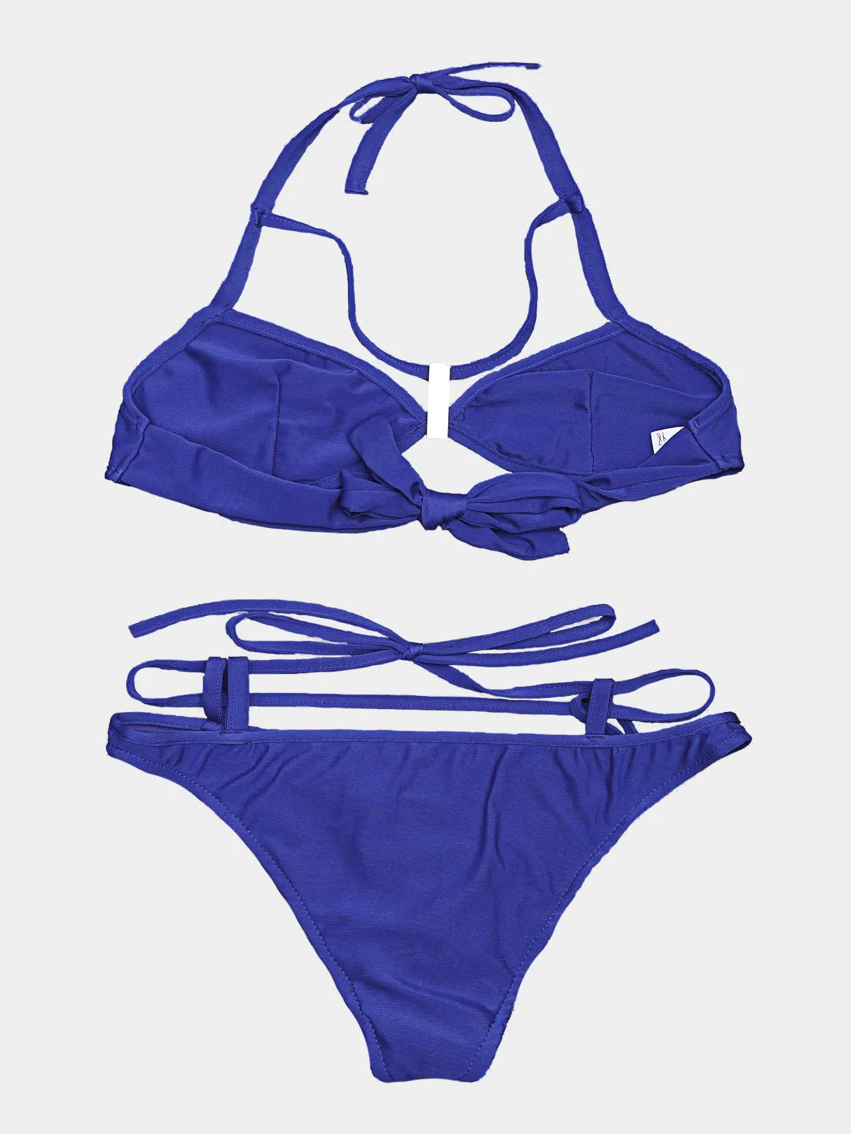 Wholesale Blue Strapless Sleeveless Plain Bikinis