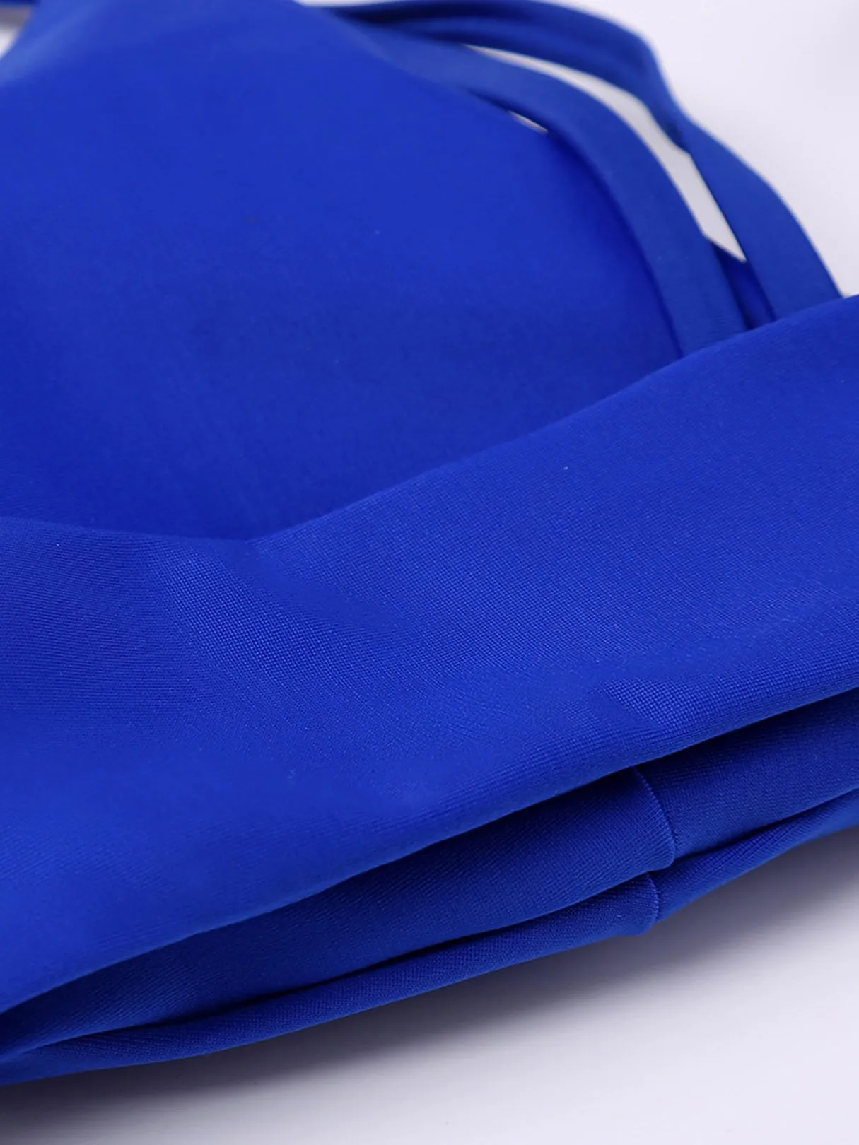 Wholesale Blue V-Neck Sleeveless Plain Bodycon Two Piece Bikini