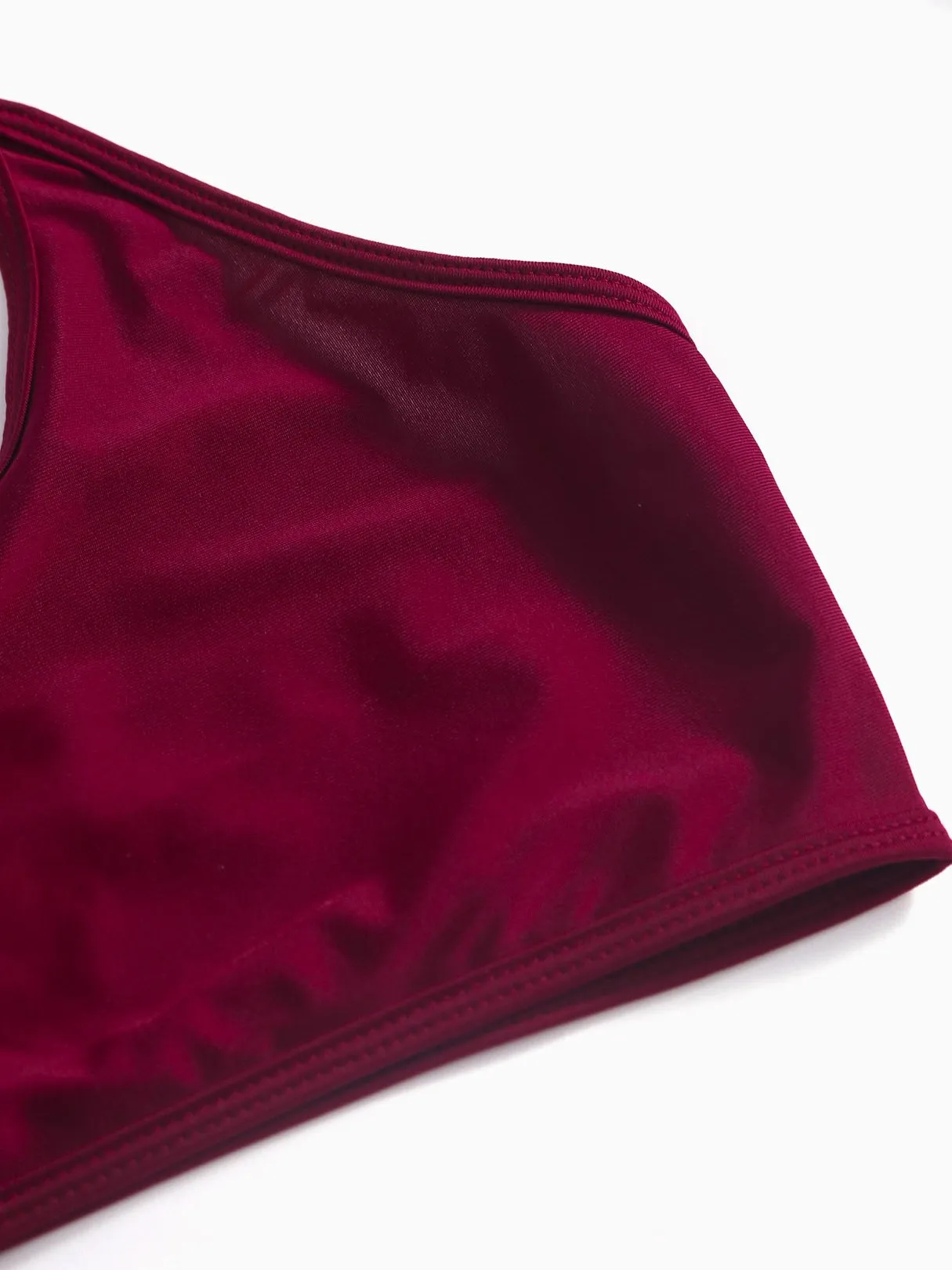 Wholesale Burgundy Scoop Neck Sleeveless Backless Hollow Cut Out Bodycon Two Piece Bikinis