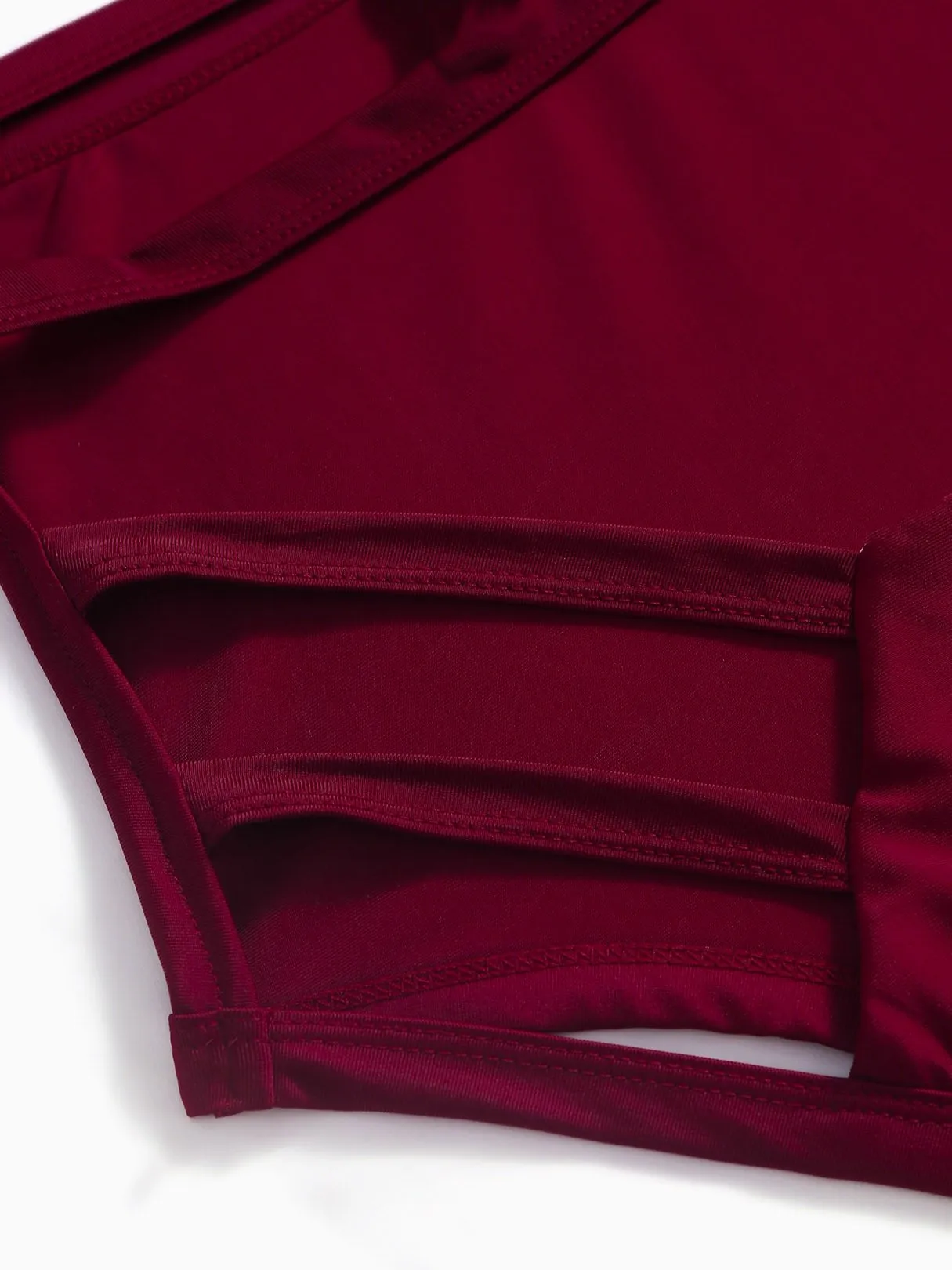 Wholesale Burgundy Scoop Neck Sleeveless Backless Hollow Cut Out Bodycon Two Piece Bikinis