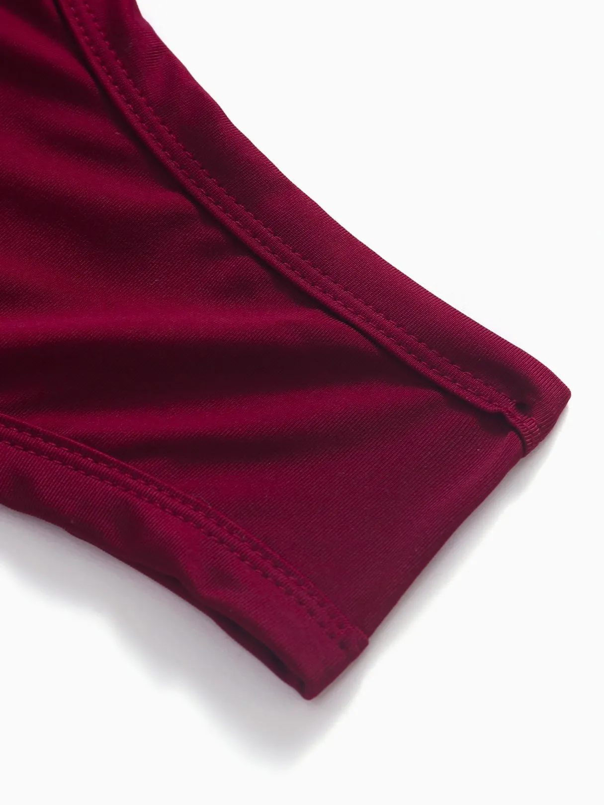 Wholesale Burgundy Scoop Neck Sleeveless Backless Hollow Cut Out Bodycon Two Piece Bikinis