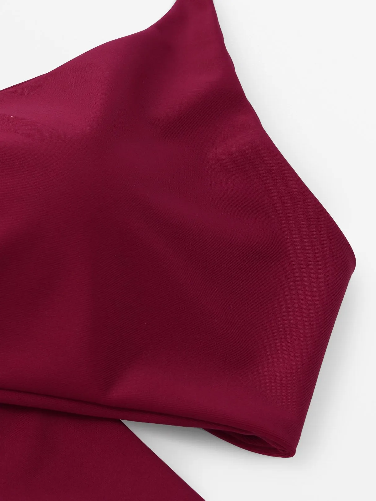Wholesale Burgundy V-Neck Sleeveless Crossed Front Backless Lace-Up Partially Lined Tie-Up Bodycon Two Piece Bikinis