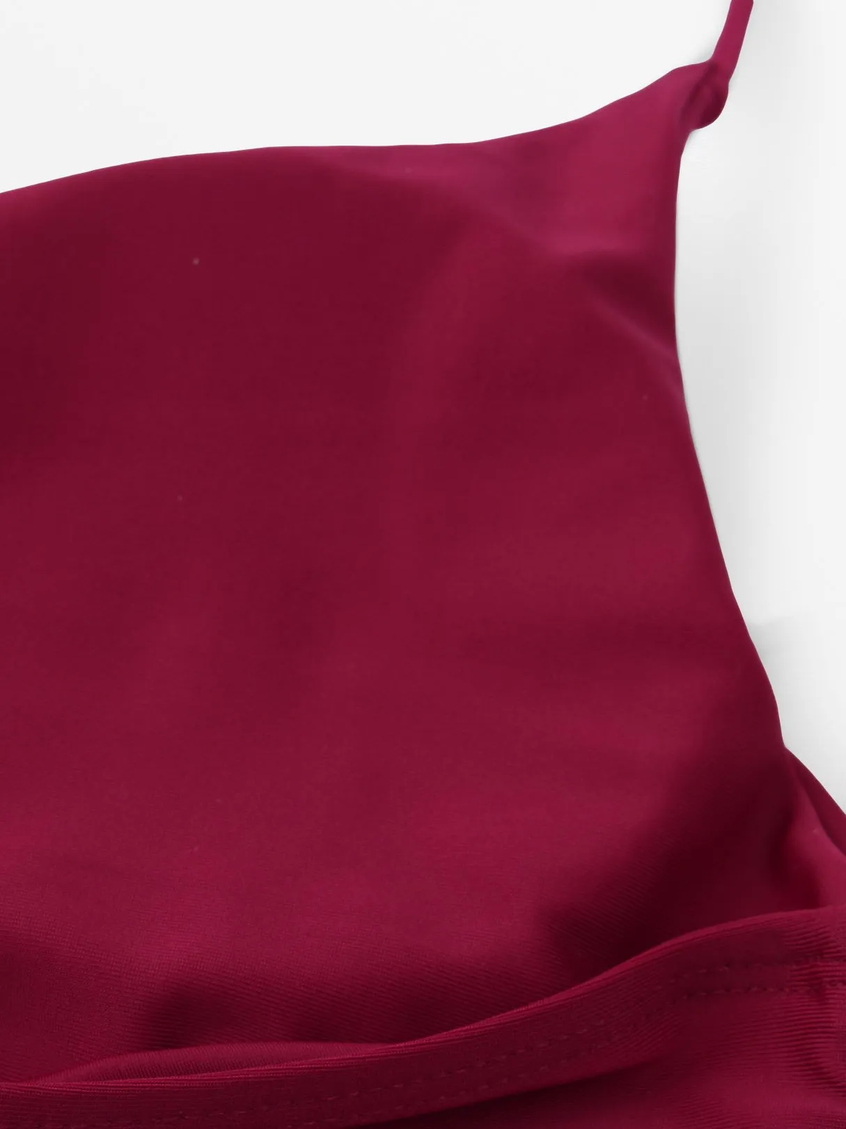 Wholesale Burgundy V-Neck Sleeveless Crossed Front Backless Lace-Up Partially Lined Tie-Up Bodycon Two Piece Bikinis
