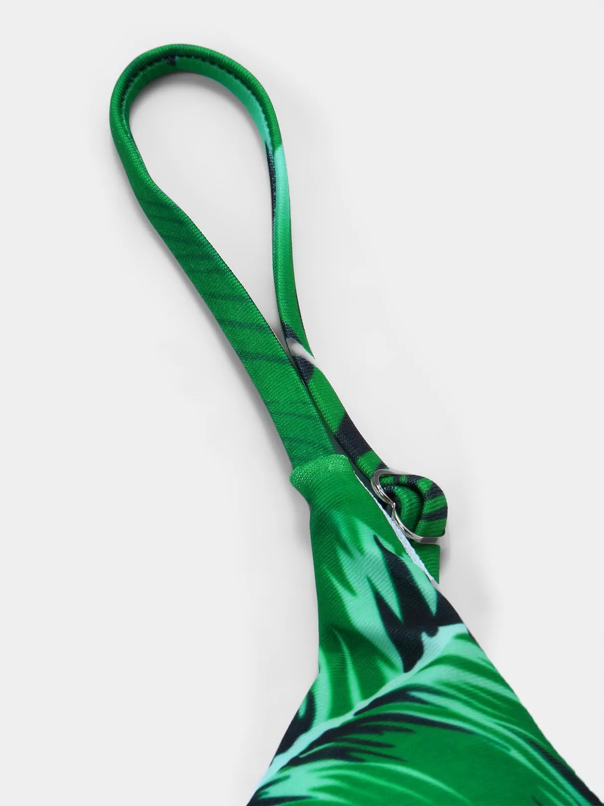 Wholesale Deep V Neck Floral Print Lace-Up Criss-Cross Sleeveless Green Bikinis