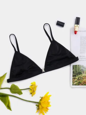 Wholesale Deep V Neck Plain Sleeveless Black Bikinis
