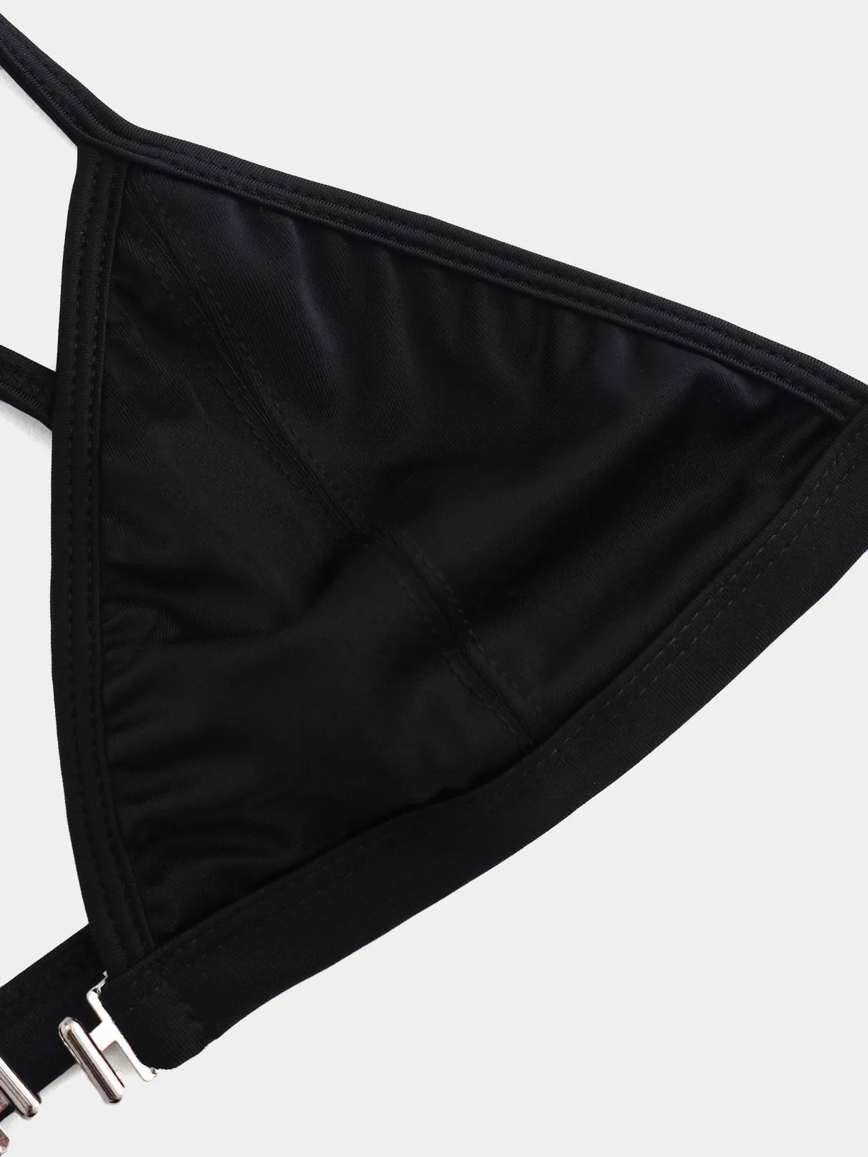 Wholesale Deep V Neck Plain Sleeveless Black Bikinis