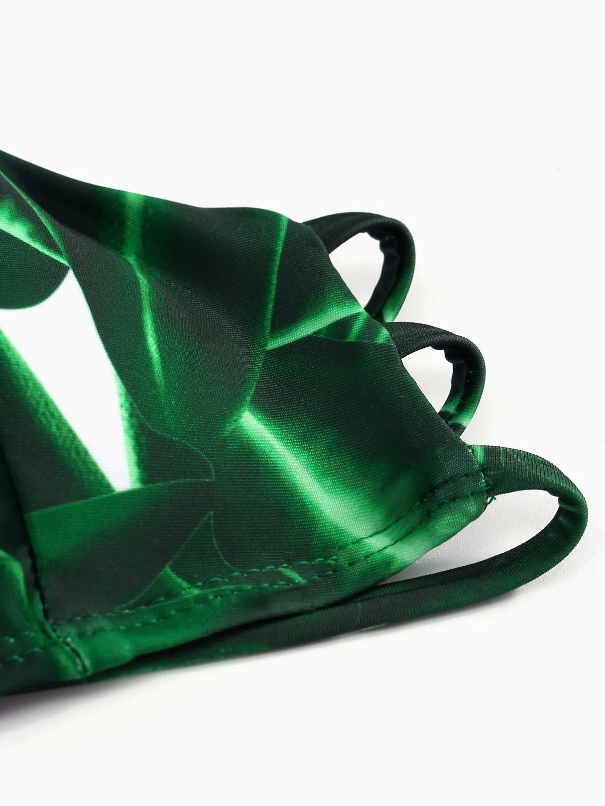 Wholesale Green Halter Sleeveless Printed Cut Out Tie-Up Bikinis