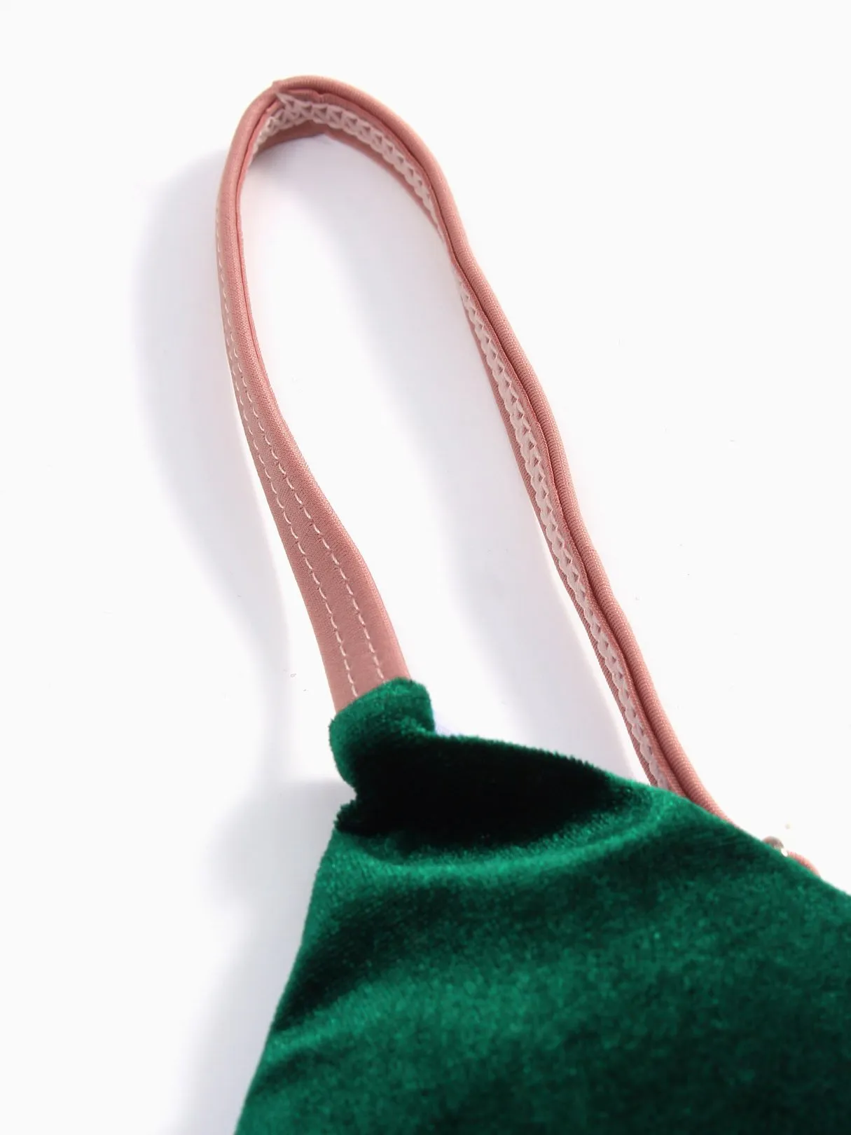 Wholesale Green Sleeveless Plain Spaghetti Strap Two Piece Bikinis