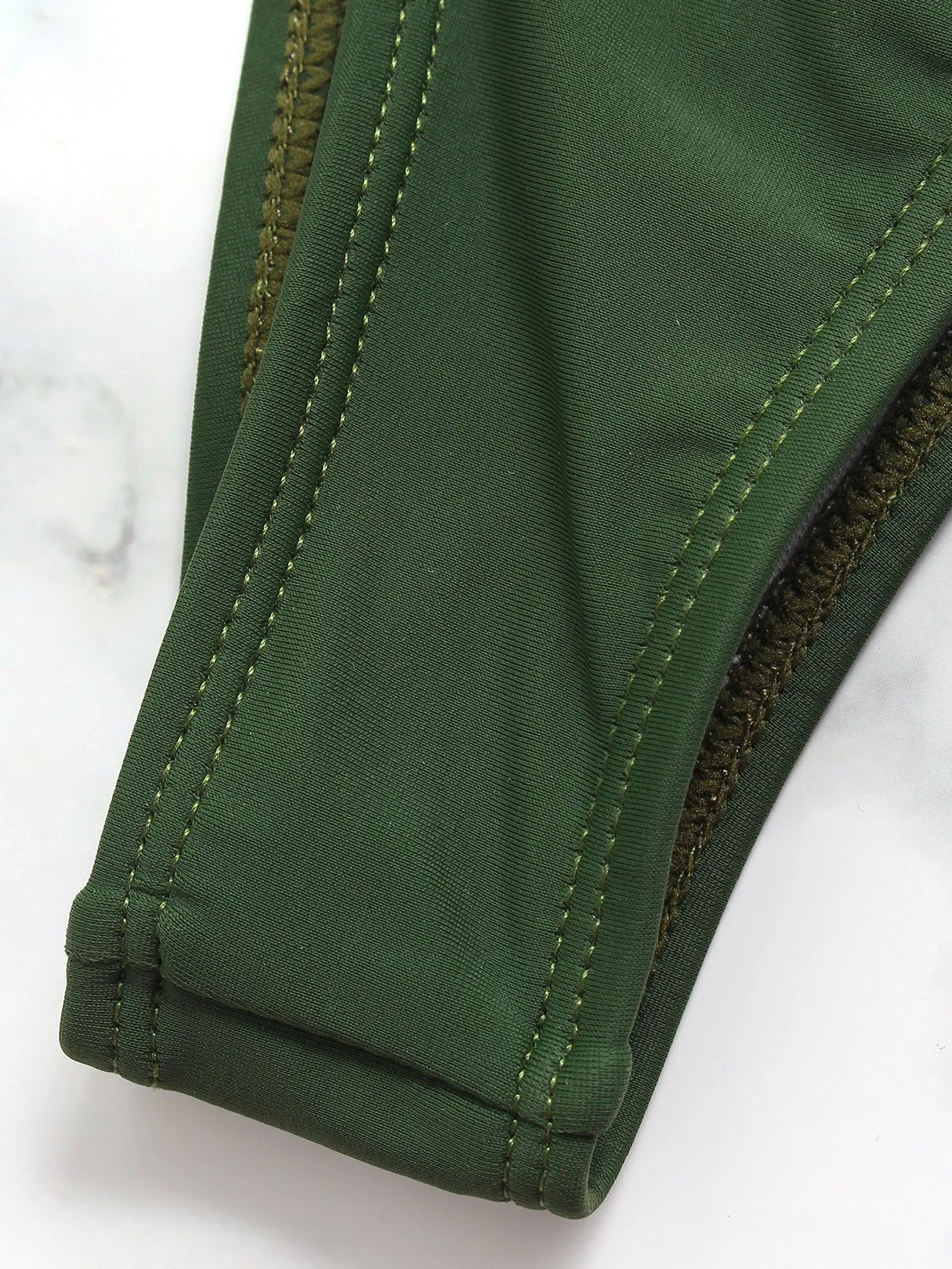 Wholesale Green V-Neck Plain Tie-Up High-Waisted Two Piece Bikinis