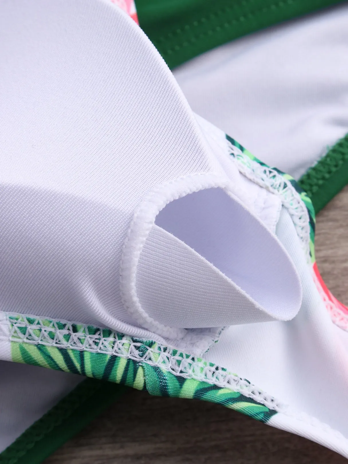 Wholesale Green V-Neck Sleeveless Floral Print Crossed Front Backless Cut Out Tie-Up High Waist 2 Piece Bikinis