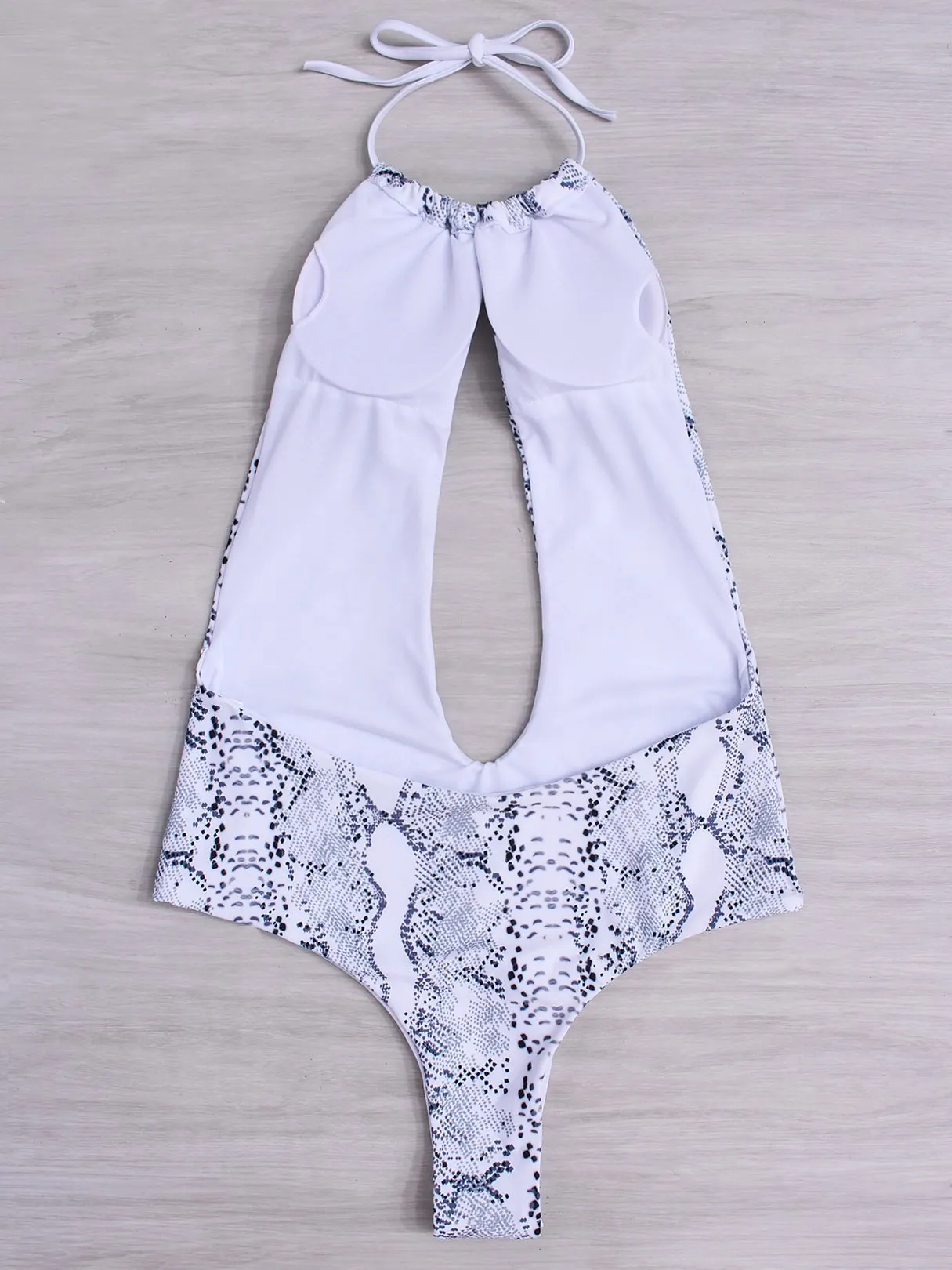 Wholesale Grey Halter Sleeveless Cut Out Bikinis