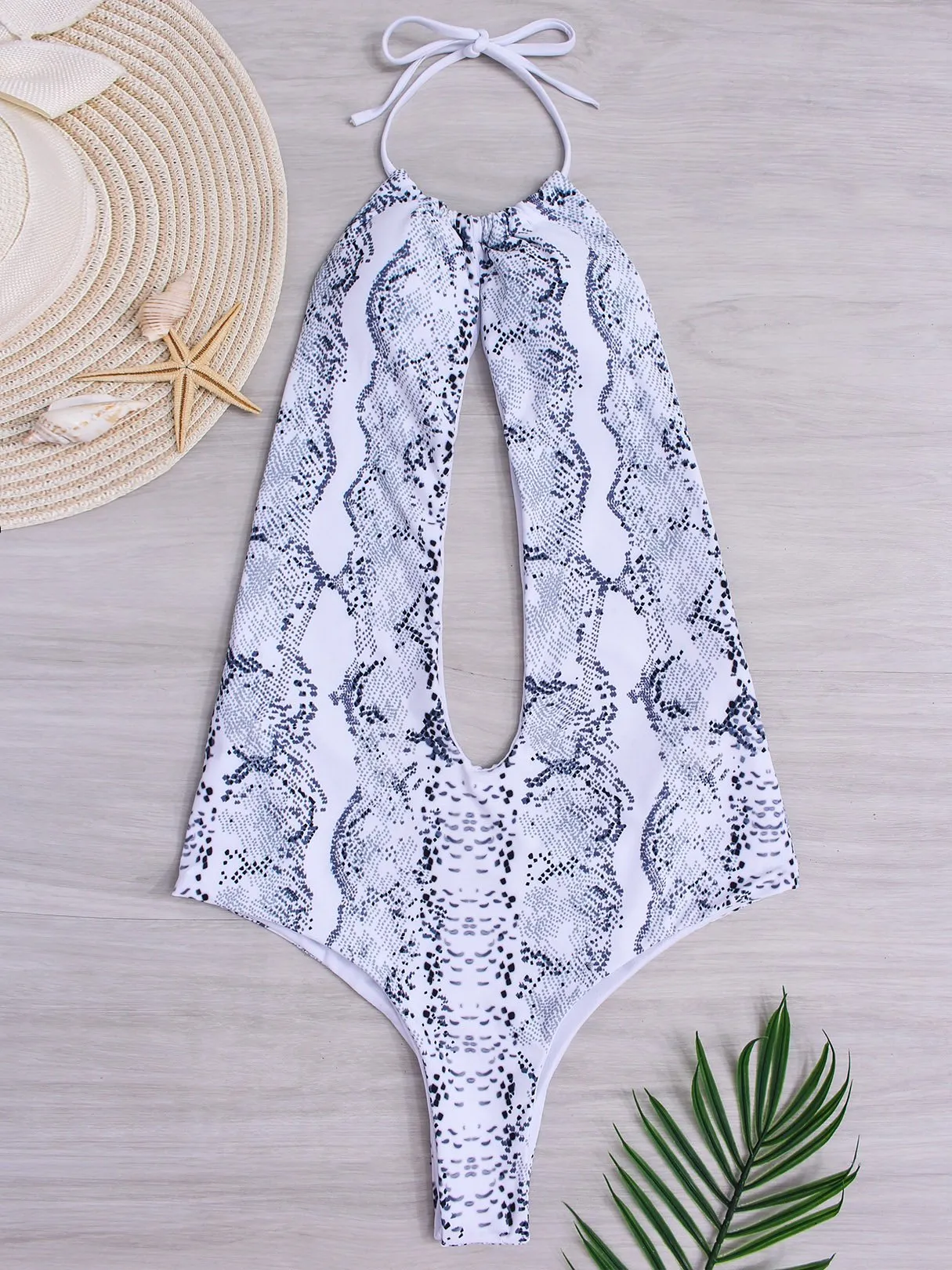 Wholesale Grey Halter Sleeveless Cut Out Bikinis