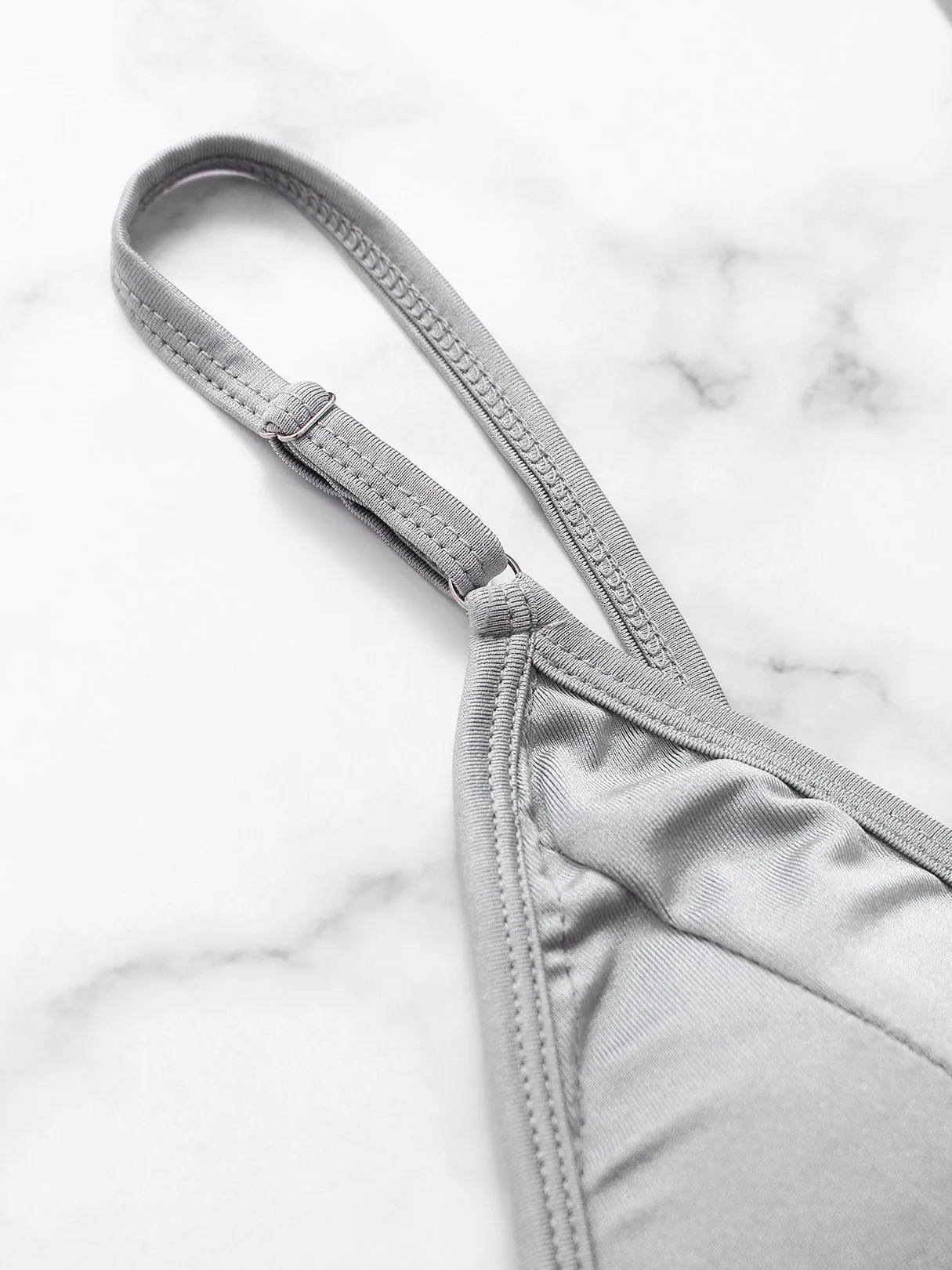 Wholesale Grey V-Neck Sleeveless Lace-Up Bikinis