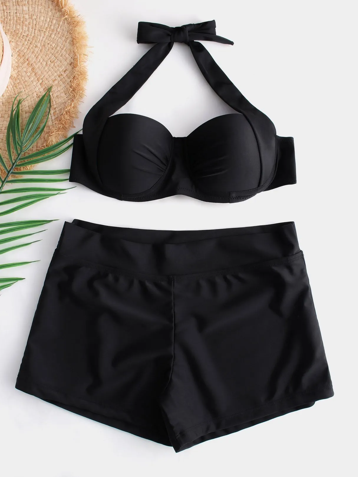 Wholesale Halter Sleeveless Backless Self-Tie Bikini Set