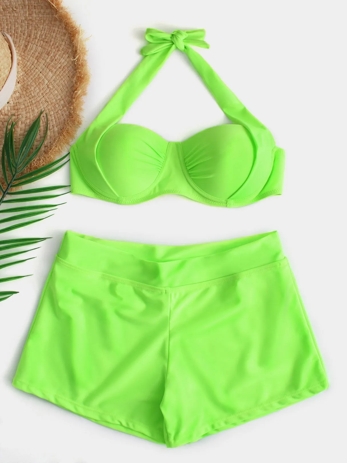 Wholesale Halter Sleeveless Backless Self-Tie Bikini Set