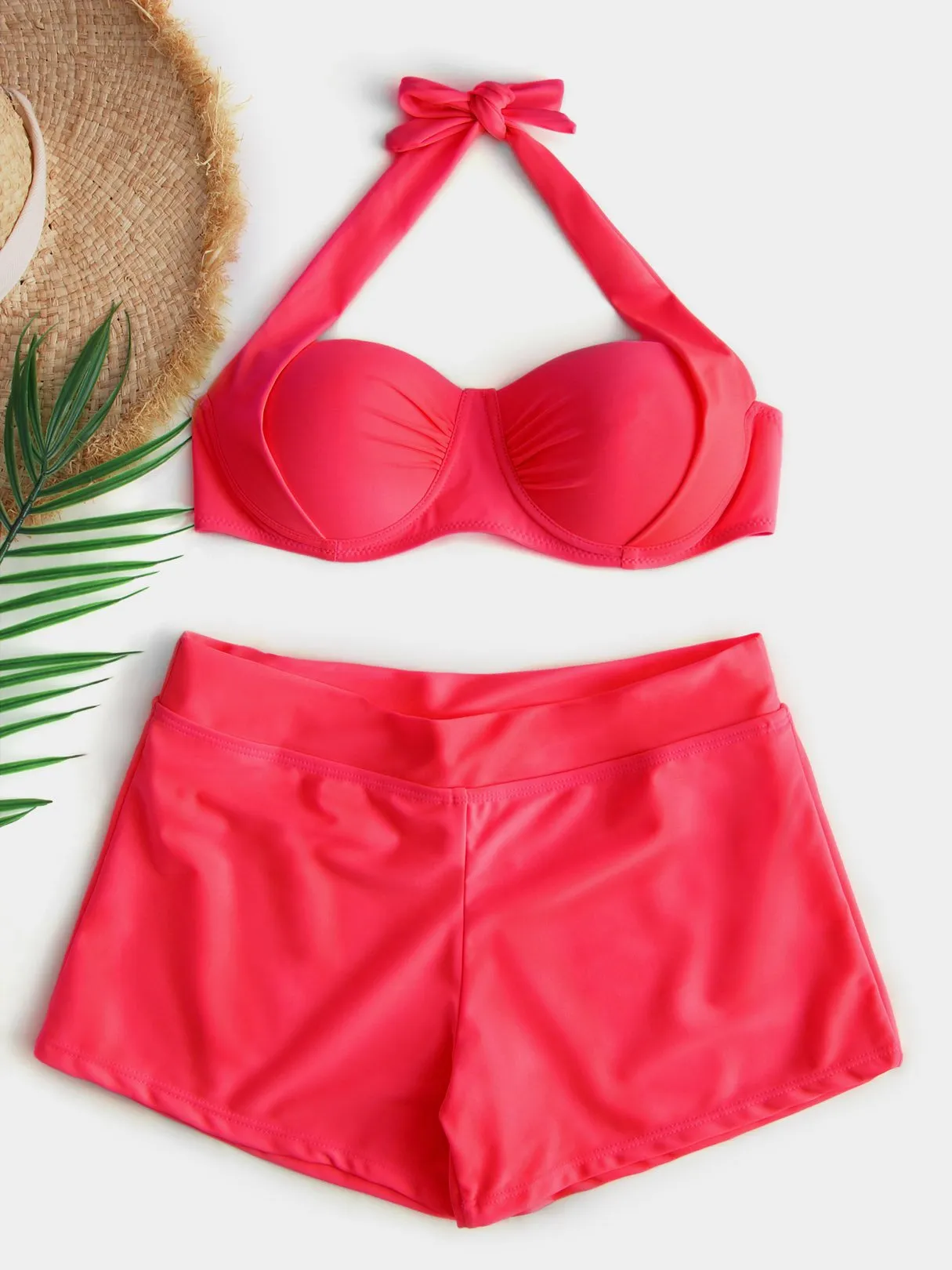 Wholesale Halter Sleeveless Backless Self-Tie Bikini Set