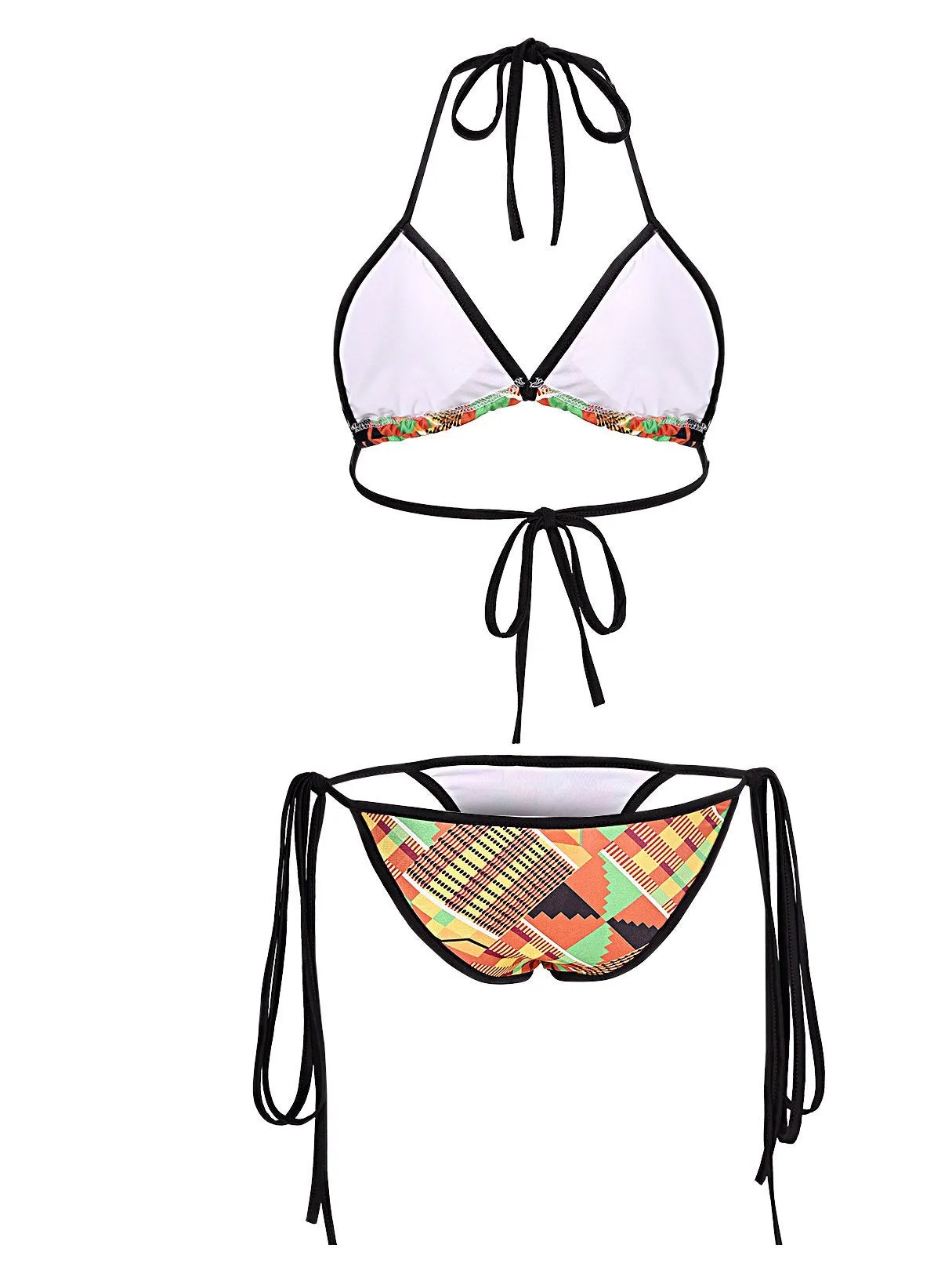 Wholesale Halter Sleeveless Floral Print Backless Wireless Two Piece Bikinis