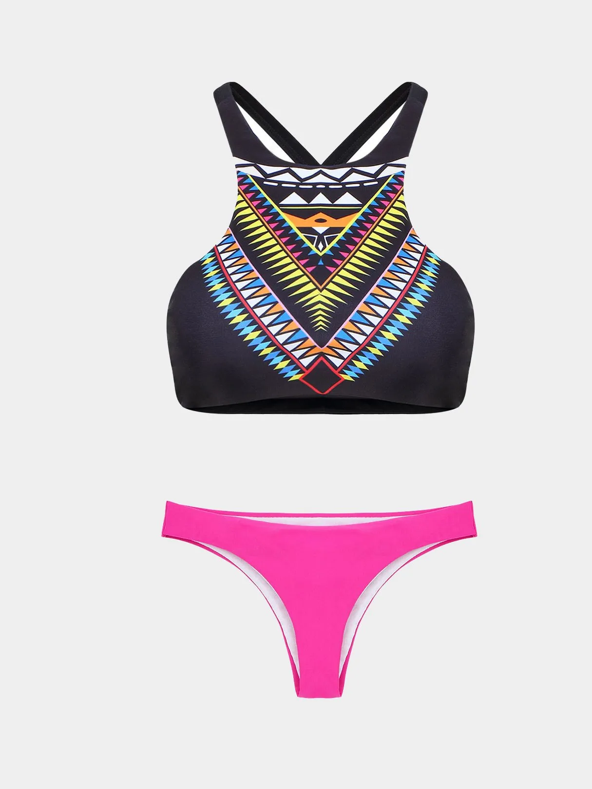 Wholesale Halter Sleeveless Floral Print Two Piece Bikini