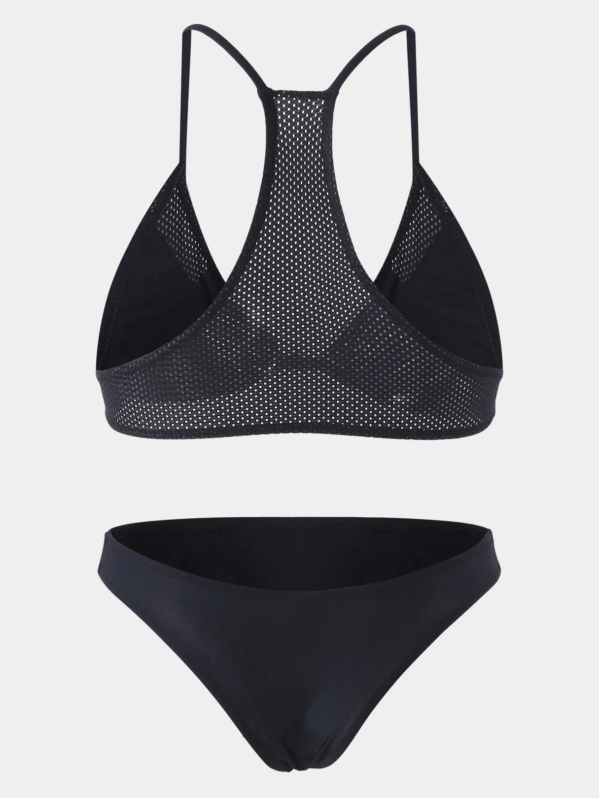 Wholesale Halter Sleeveless Plain Fishnet Two Piece Bikinis