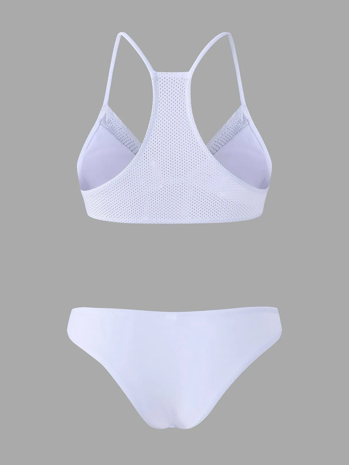 Wholesale Halter Sleeveless Plain Fishnet Two Piece Bikinis