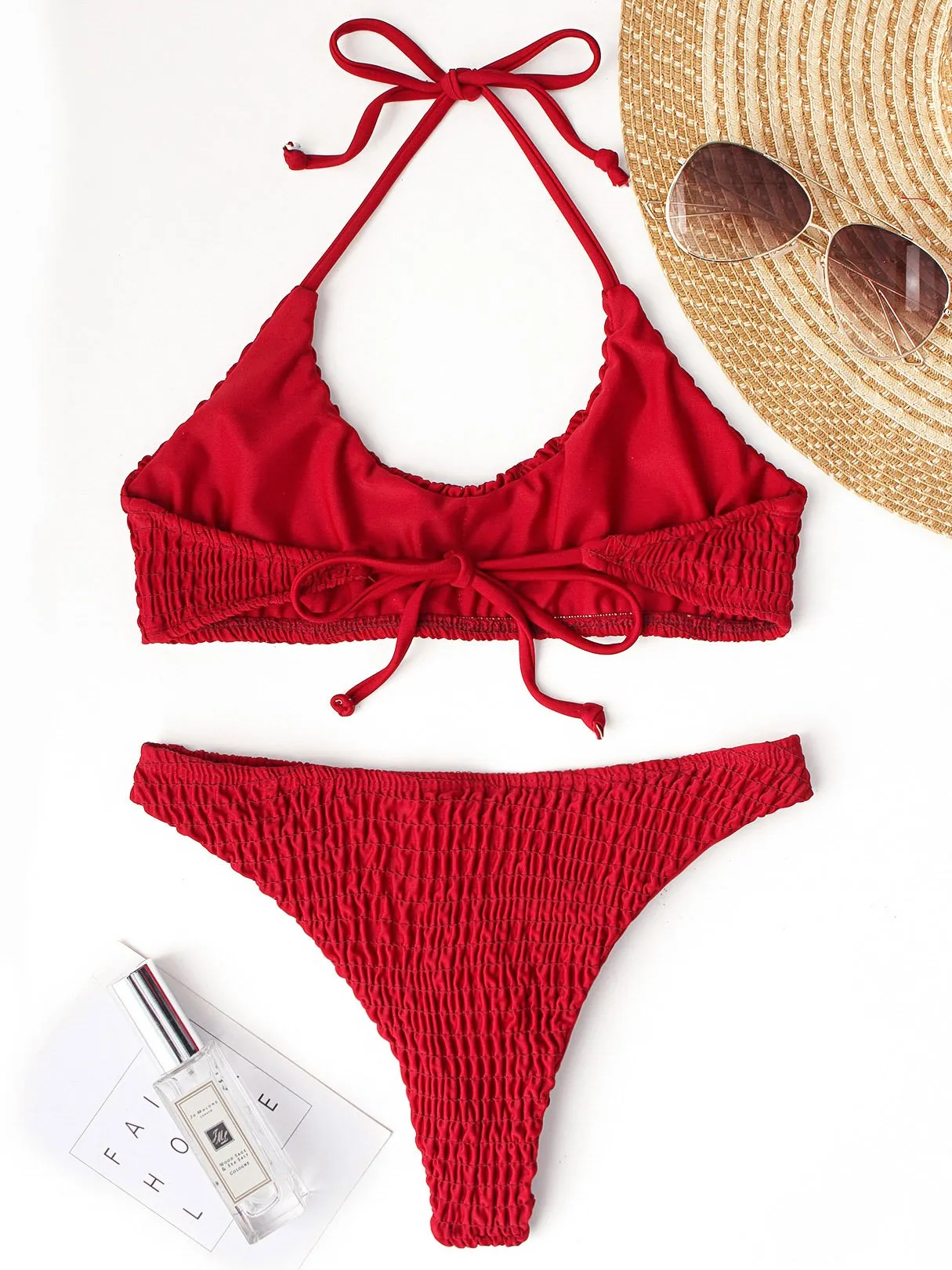 Wholesale Halter Sleeveless Plain Two Piece Bikini