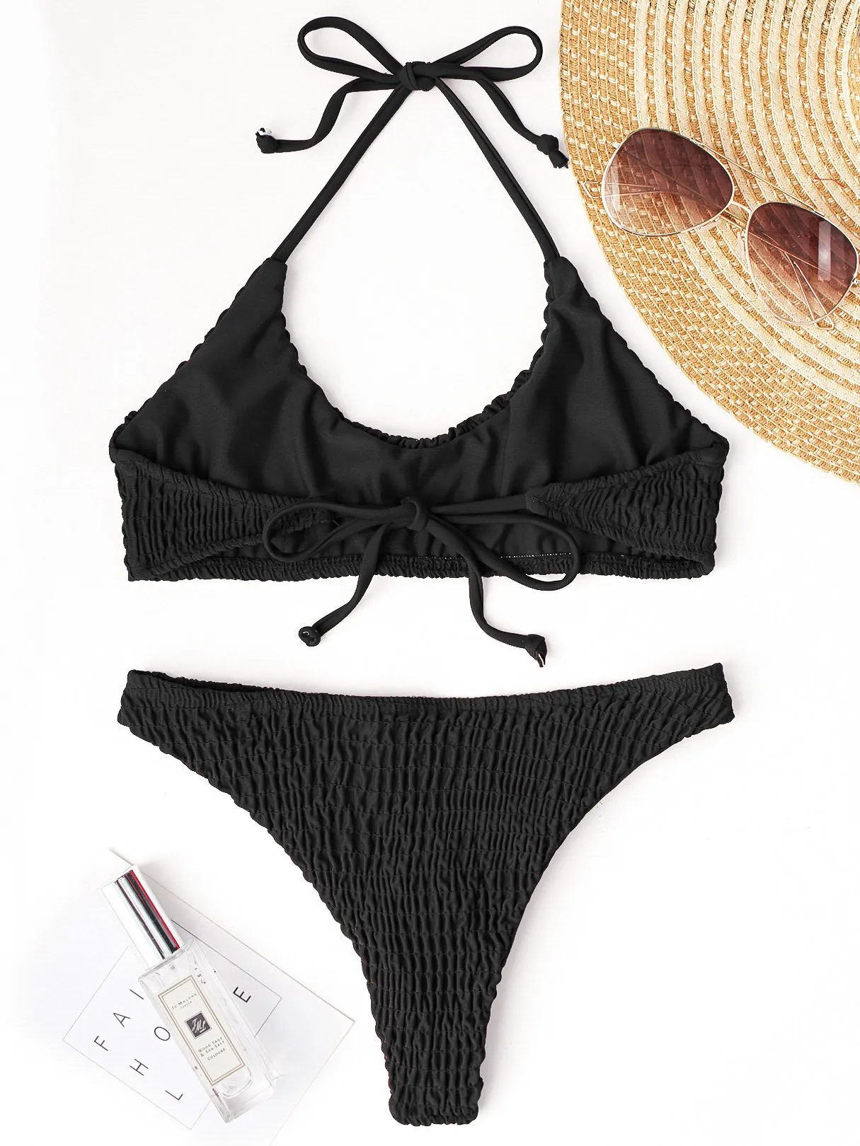 Wholesale Halter Sleeveless Plain Two Piece Bikini