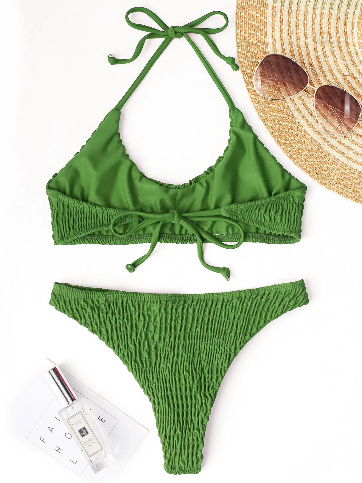 Wholesale Halter Sleeveless Plain Two Piece Bikini