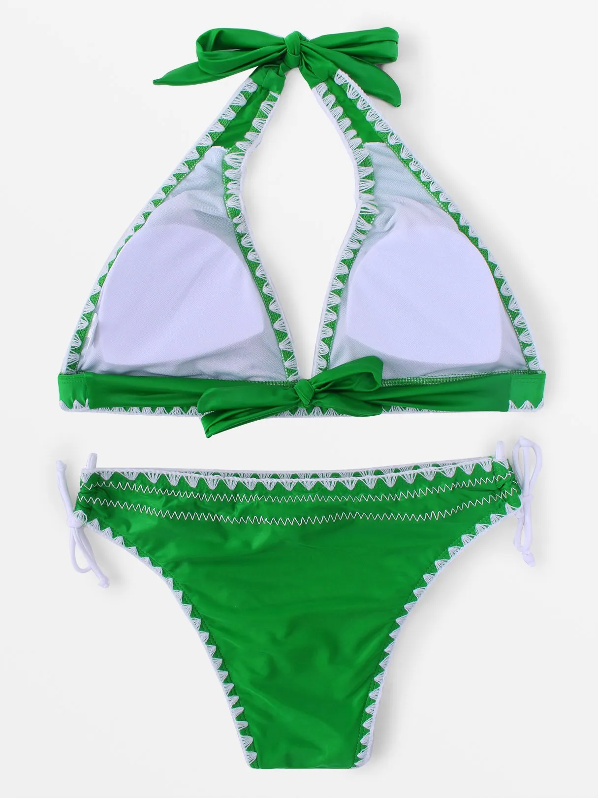 Wholesale Halter Sleeveless Plain Two Piece Bikinis