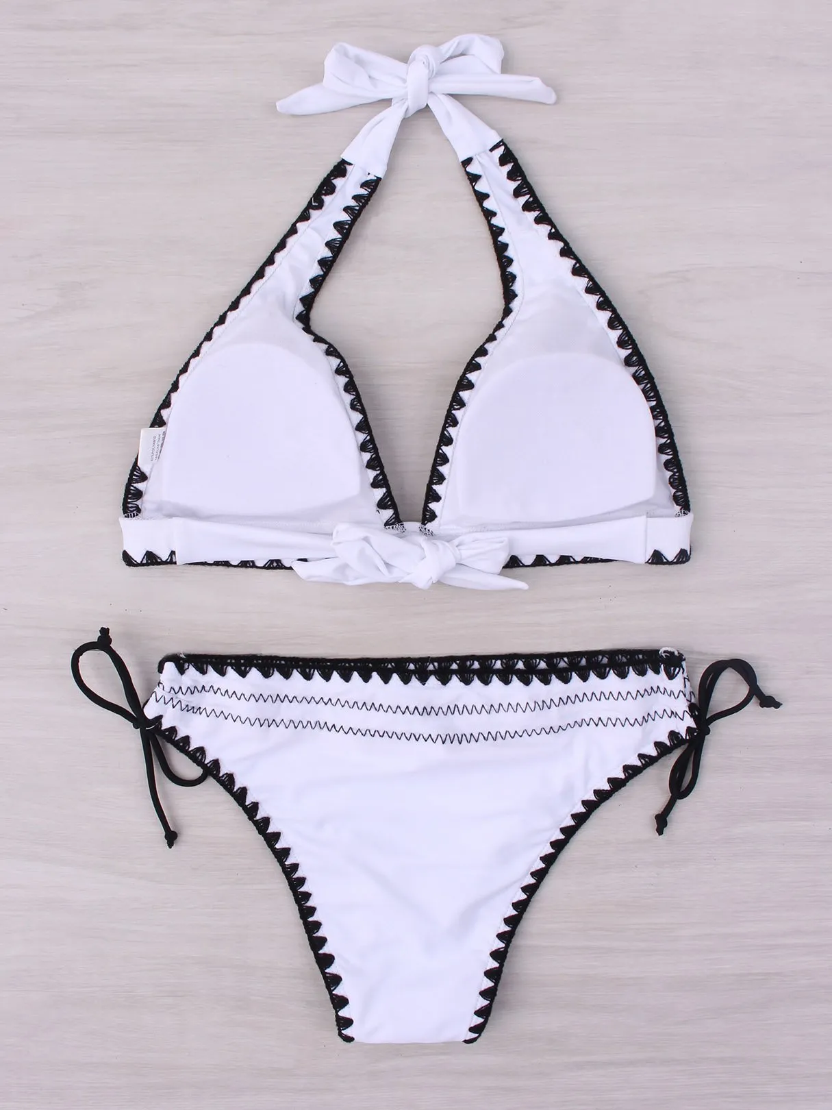Wholesale Halter Sleeveless Plain Two Piece Bikinis