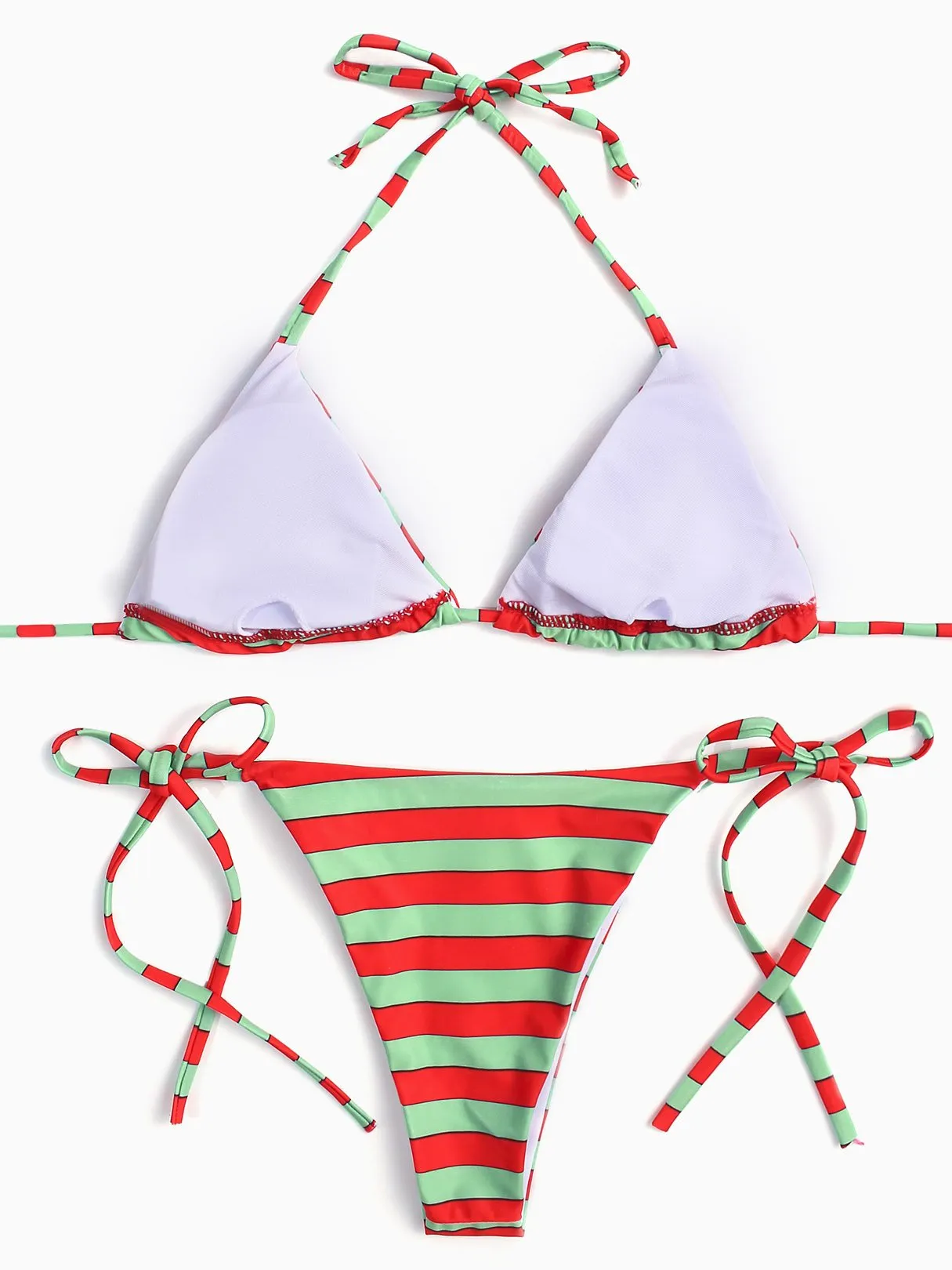 Wholesale Halter Sleeveless Stripe Two Piece Bikinis